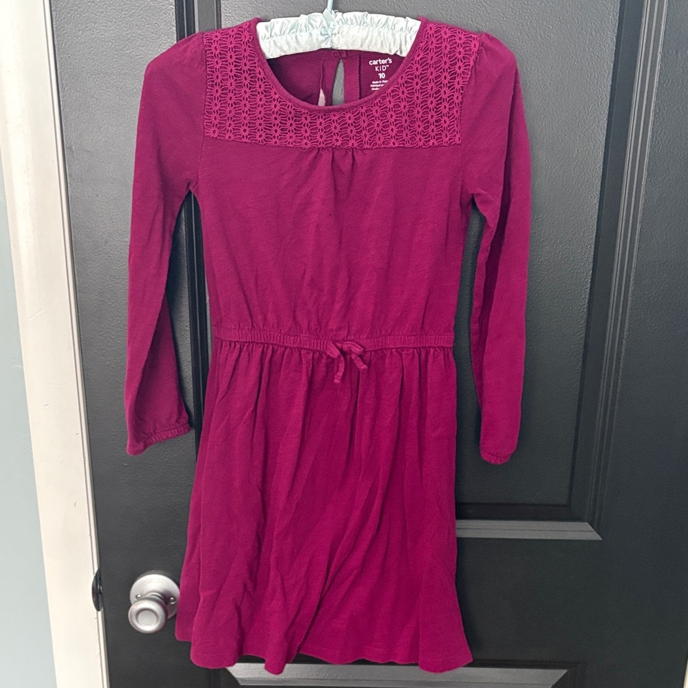 Carters size 10 burgundy crochet accent dress